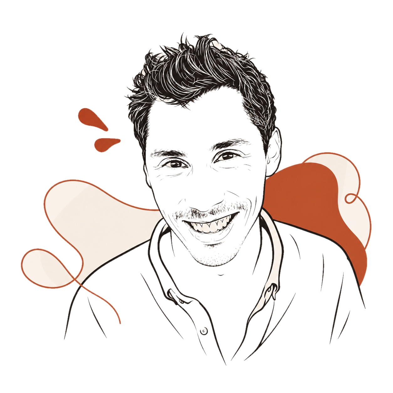 Illustrated portrait of Mirko Tosoni